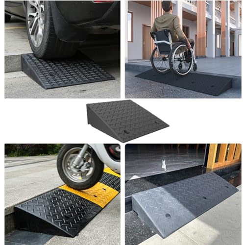Rampa portátil para bordillo, altura de elevación de 5 pulgadas, rampa de caucho resistente para automóviles, sillas de ruedas, cortadoras de césped, motocicletas y bicicletas miniatura 6