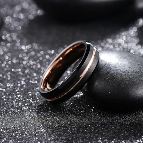 Image of King Will Tungsten Carbide Wedding Band for Men Women-6 /8 /10mm Width Multicolor Available with Grooved Center Wedding Ring Suitable for Work, Gym Comfort Fit Size 4-16