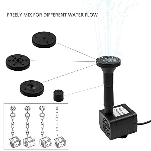 5W Solar Fountain Pump Garden Water Pump for Pond Birdbath, Maximum Flow 380L/H by JT - Thumbnail 6