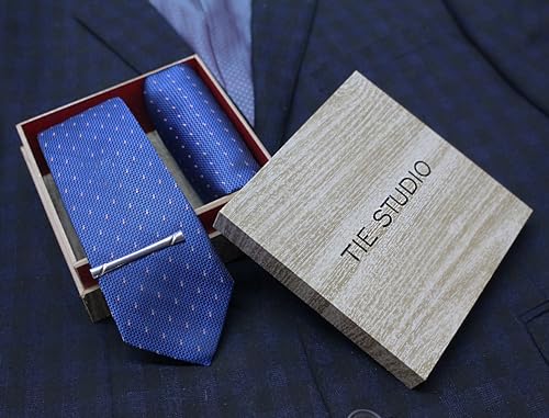 Image of TIE STUDIO Men's Necktie Pocket Square & Cufflink Set | Standard | Jacquard Fabric | Superior Stitching |