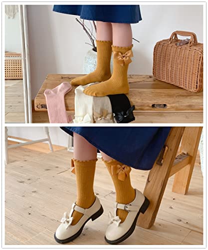 Little Kids Toddlers Girls Knee High Socks bowknot Princess Dress Knit Socks Mary Janes Socks Uniform Stockings3