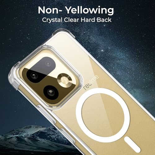 Image of A rtistque Clear Back Cover Case for Realme 16 Pro Plus 5G | Compatible with Mag-Safe | Premium Cover | Shockproof TPU Bumper | Slim Protective Design | Realme 16 Pro Plus 5G Back Cover - Transparent