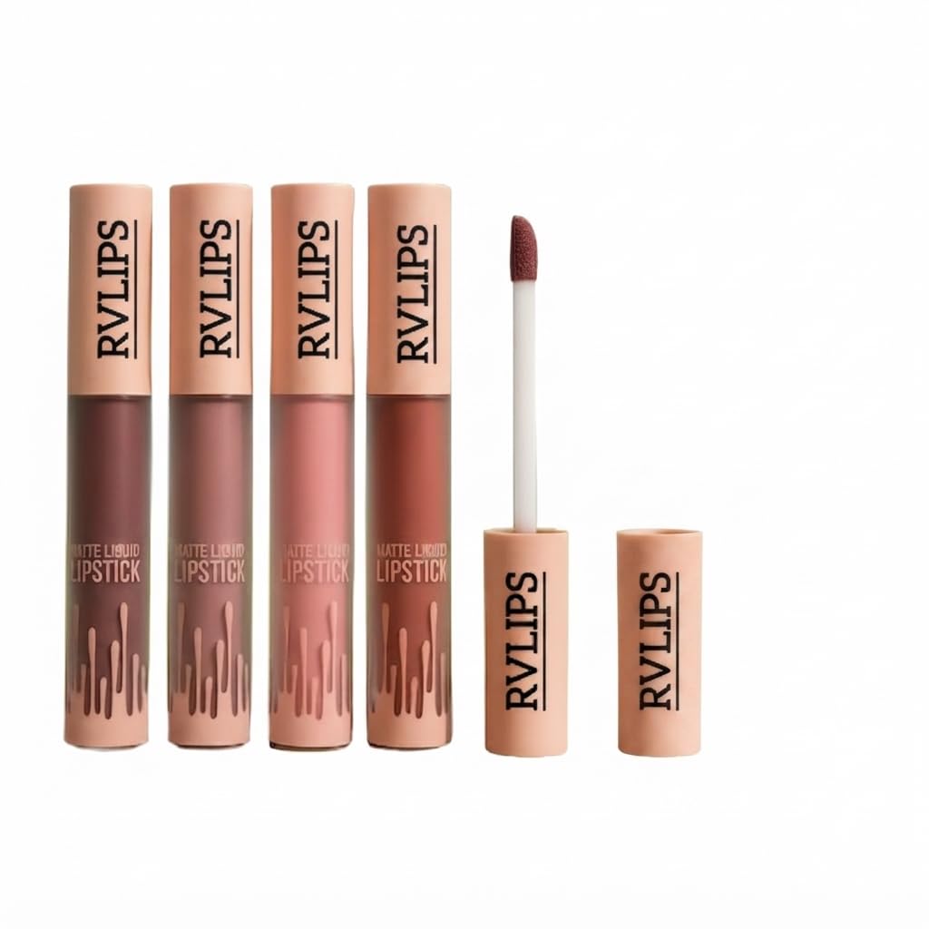 Waterproof Liquid Lip Color | Matte Nude Lipstick Set for Women | Pack of 4-image-36