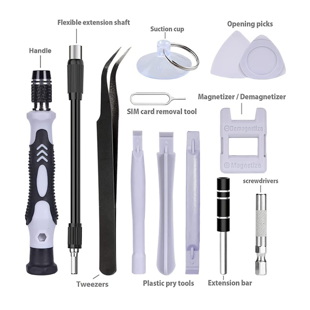 Kit di Strumenti di precisione magnetici Fai-da-Te 115 in 1 per Occhiali, PC, Laptop, Orologio Digitale Nero