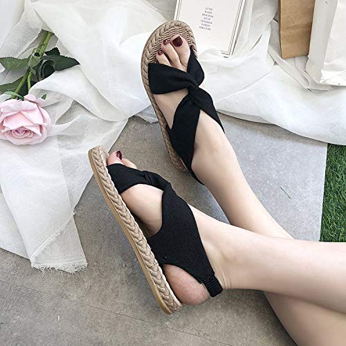 Women's lightweight and breathable fabric sandals - adjustable back strap, open design, suitable for beach, outdoor and casual wear - Comfortable all year round, country-style woven texture3
