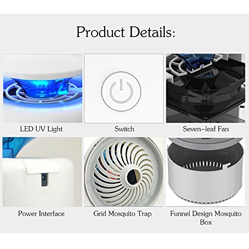 Andoer 5W UV LED Mosquito Killer Lamp Light Bug Zapper Adotado Fotocatalisador Tecnologia de sucção