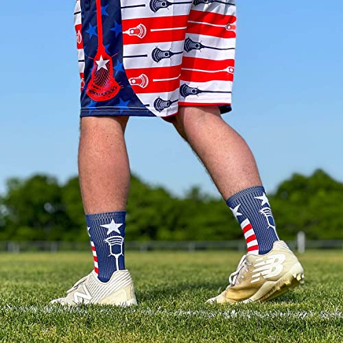 ChalkTalkSPORTS Lacrosse Performance Crew Sock - Youth & Adult - USA - Patriotic - Red White & Blue - Lacrosse Mid-Calf Socks4
