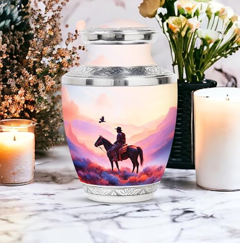 Image of Cowboys Urn - Cremation Urn Human Ashes - Combo 1 - Large with 3 Inch Pack of 1 - Funeral Urns Adult Ash - Memorial Urns for Adult Ash - Keepsake for Ashes