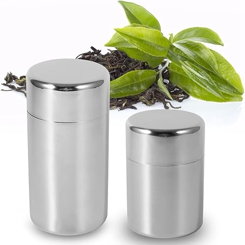 Miniatura 8 de Estink Recipiente de lata de té, 304 recipientes de acero inoxidable para hojas de té, café, azúcar, latas de almacenamiento para el hogar, cocina,