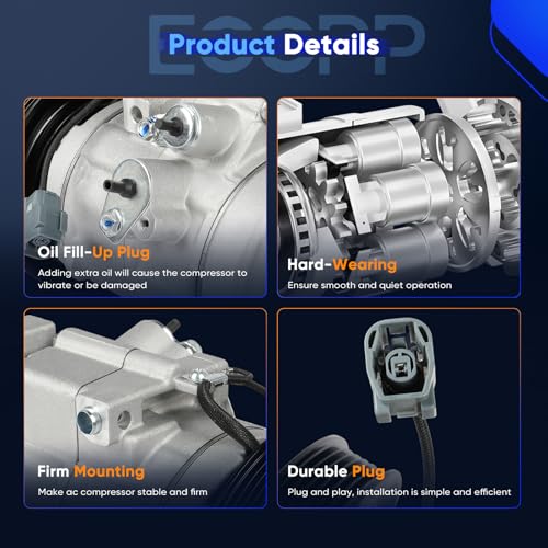 Image of ECCPP AC Compressor Fit for Mazda 3 3 Sport 2.3L 2.5L 2010-2013 | Fit for Mazda 5 2.5L 2012-2017 Fast Cooling AC Compressor with Clutch