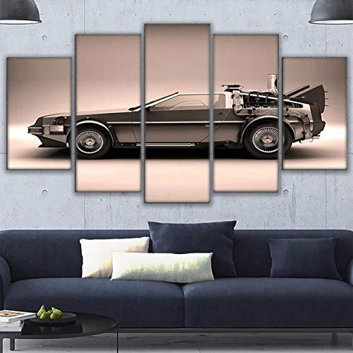 Cuadro Regreso Al Futuro Dmc Delorean XXL Impresiones En Lienzo 5 Piezas Cuadro Moderno En Lienzo...