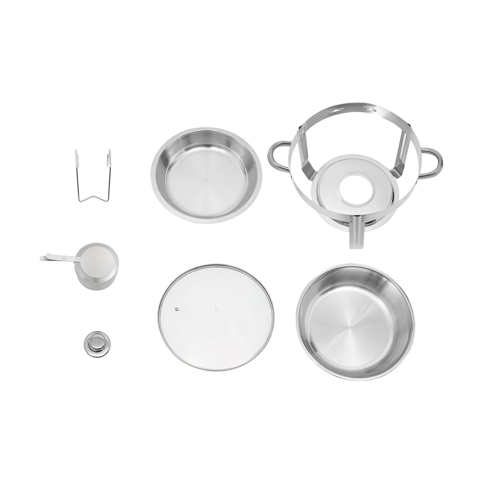 Chafing Dish Buffet, 5 l Round Fondue de acero inoxidable con tapa de contenedor de mantenimiento caliente para restauración, aparadores (plata)