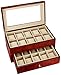 Tech Swiss Watch Box for 20 Watches XL Extra Large Compartments Fits 65mm Soft Cushions Clearance (Burlwood)