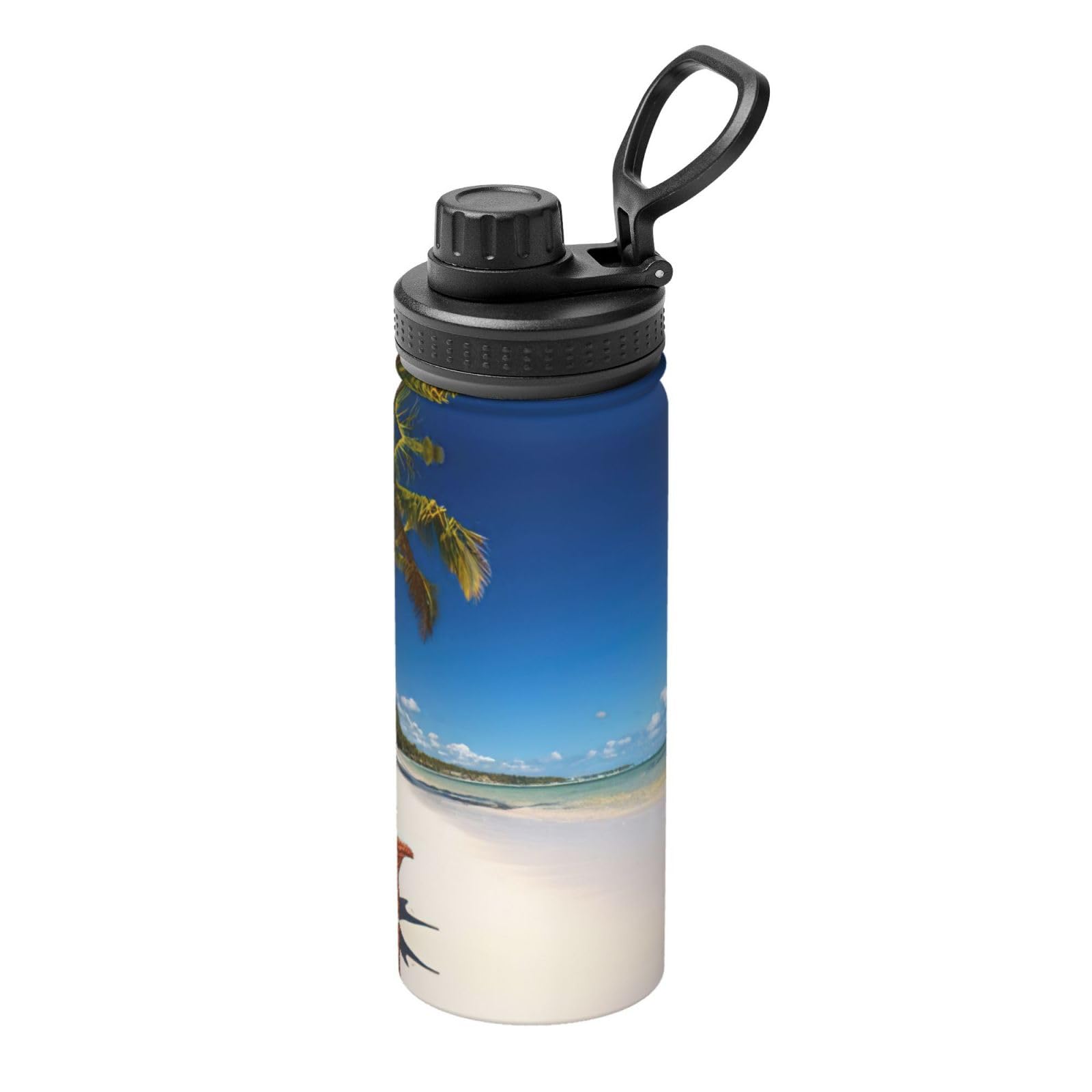 Kfjghhl Insulated Stainless Coconut Palm Beach Steel Water Bottle For Sport Gym Travel Leak Camping Hiking Hydration