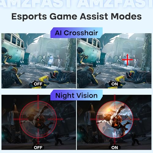 Image of Amzfast 24 Inch Gaming Monitor 180Hz QHD 2k 2560 x1440p Monitor, 1ms G-SYNC Compatible,Built-in Speakers,96% DCI-P3,HDR10, Height Adjustable, IPS Monitor with HDMI 2.0 x 2 & DP 1.4 x 2, AMZG24F6Q