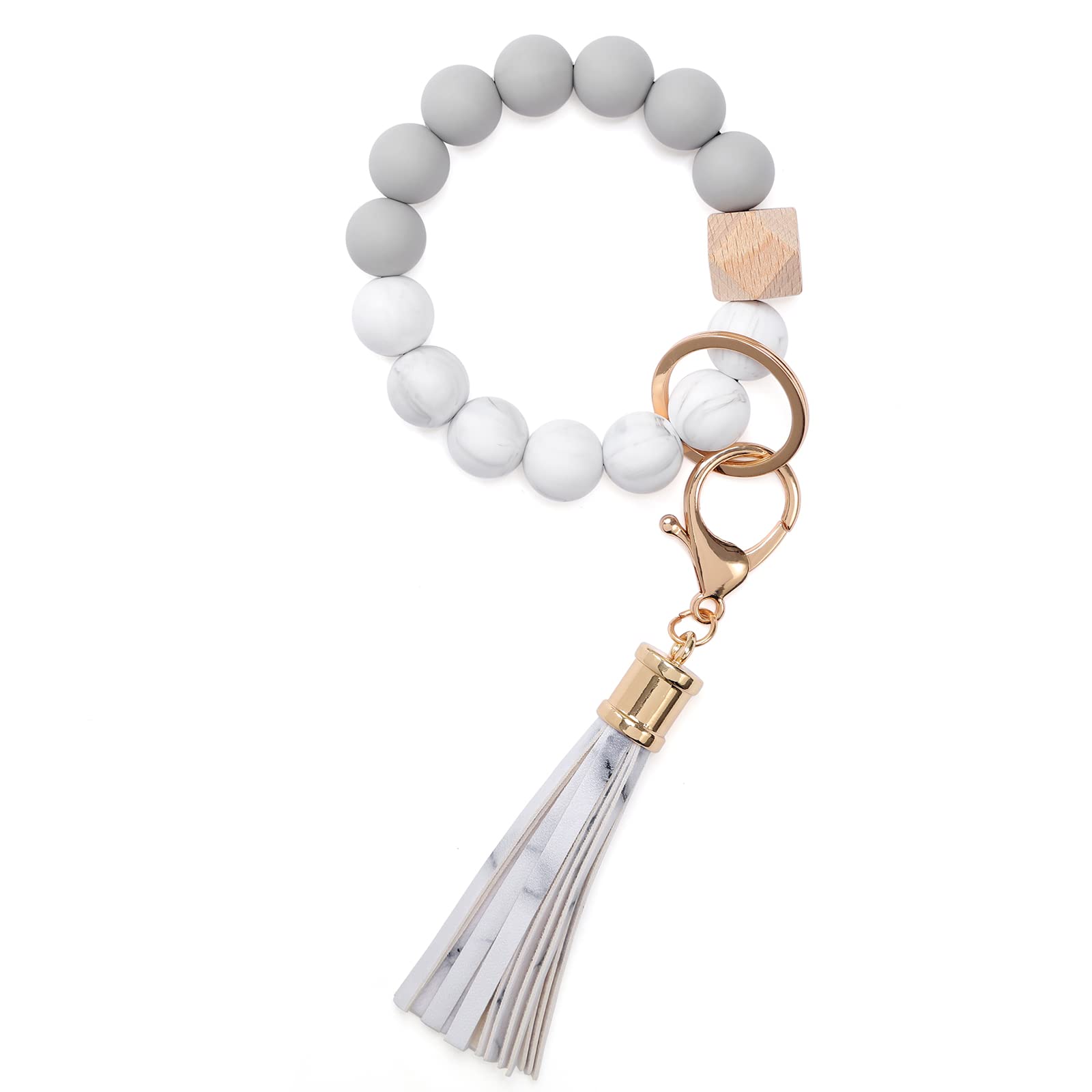 CHUQING Schlüsselanhänger Armband Autoschlüsselanhänger Perlen Schlüsselarmband Schlüsselbund auto Frau Schlüsselkette Silikonperlen Schlüsselband Kurz für Damen Frauen