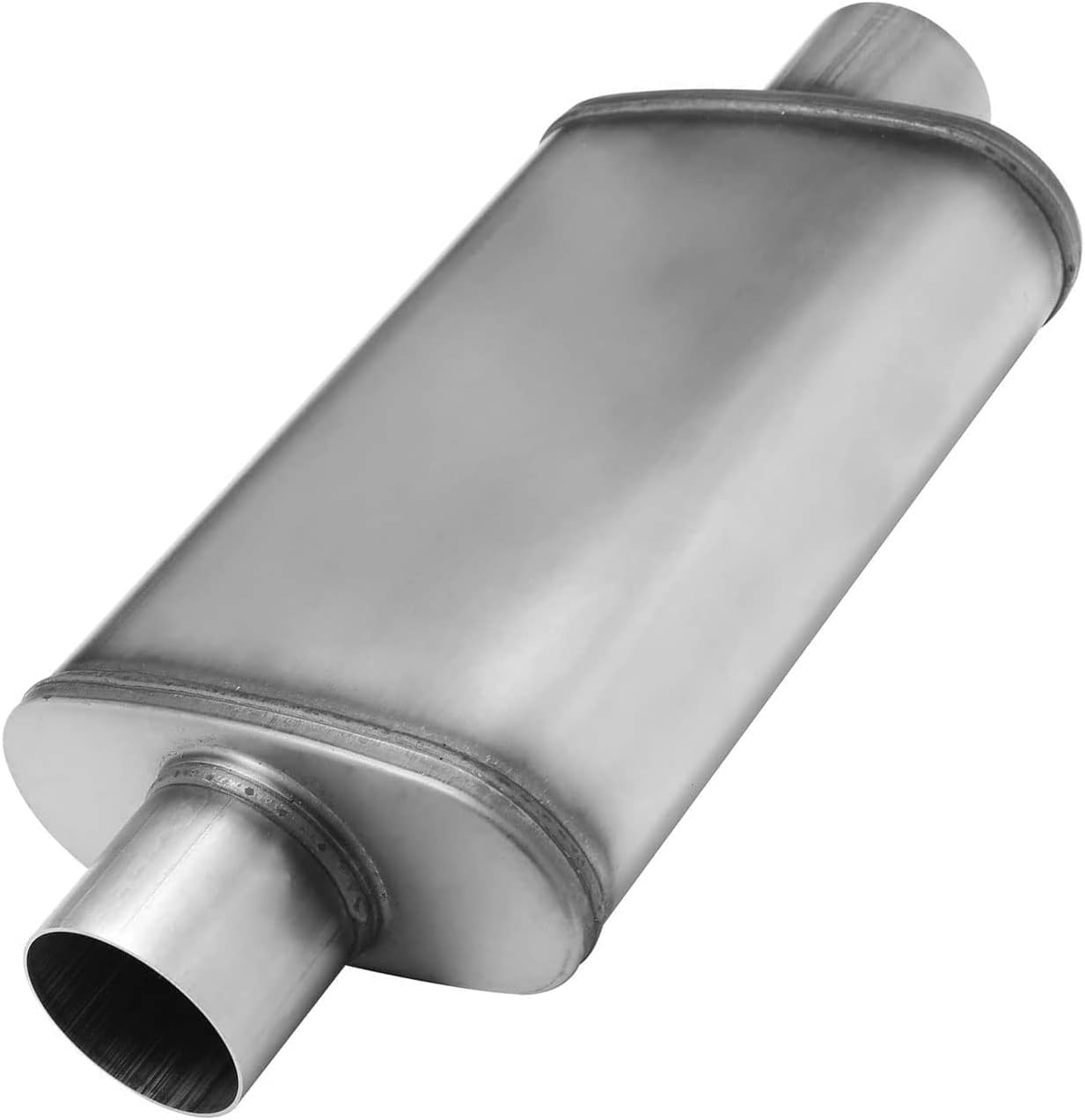 2.5 inch Inlet/Outlet Exhaust Muffler,Straight-Through Performance Muffler 2.5 Universal Stainless Steel for Cars, Trucks single in | single out 2.5in