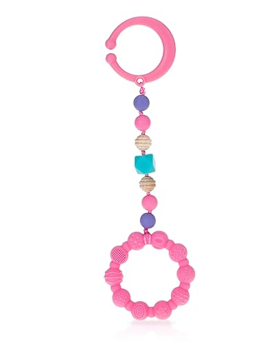 Nuby Anillo mordedor de silicona suave Tagalong (rosa)