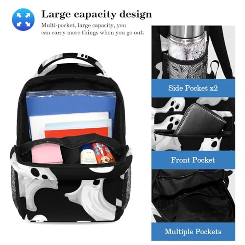 Sac à dos d'école Fun Black Spooky grand format pour le collège