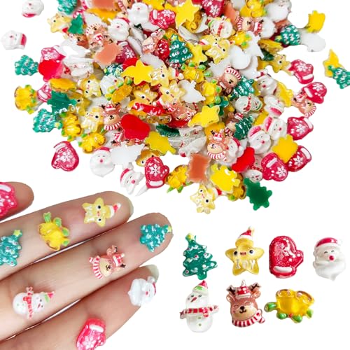BoAn 200Pcs Mini Resin Christmas Decorations Fairy Garden Accessories Decorations Hide Christmas Miniature Figures in The Dark Small Plastic for Fairy Garden Micro Landscaping Dollhouse Home
