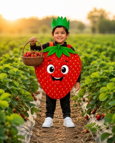 Image of Raj Costume Kids Fruit & Vegetable Fancy Dress Costume | Soft Felt Fruit and Vegetable Cutout Costume for Boys & Girls | School Annual Function