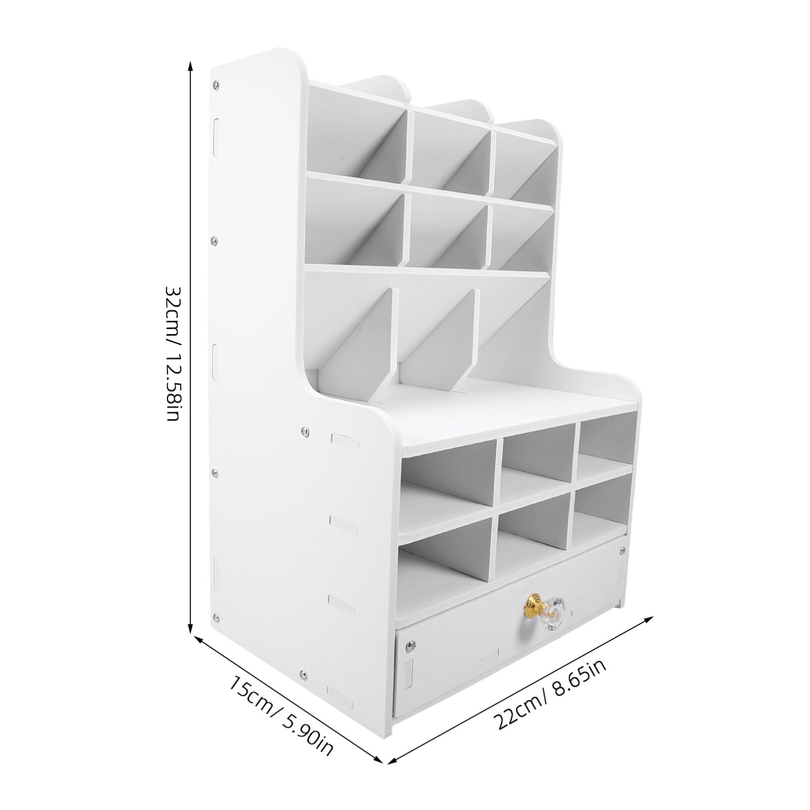 TEHAUX Organizer per Penne in Pvc e Legno Contenitore Portaoggetti da Scrivania Scomparti Multipli per Cancelleria in Ufficio e Studio