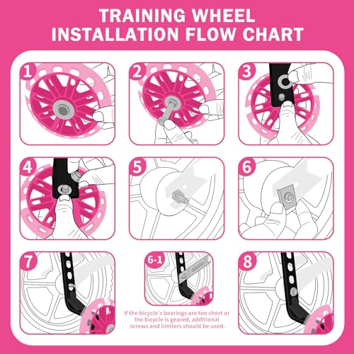 image for HAWENS Bike Training Wheels Mute Pink Flash Wheels - Configuration Adj