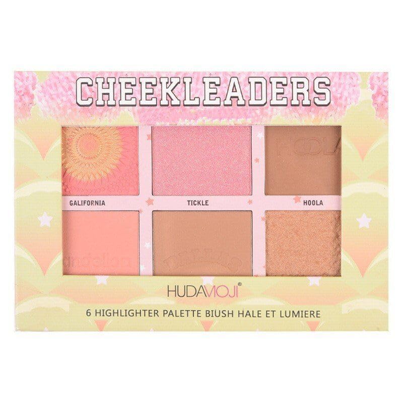 HUDAMOJI 6 Colors Highlighter Blush Makeup Palette, Bronzer Powder Matte Shimmer Metallic Finish,Face Blusher Contour Highlighter 34g (Pink Squad, 1 Pcs)