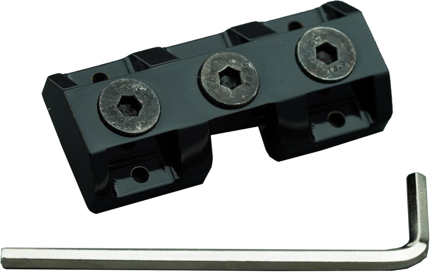 Locking Clamp for Guitar, Behind the Nut, with Screws, Pure Brass Headless Guitar Bridge String Lock CNC Machined 6 String Electric Guitar Replacement Part, Black XS001