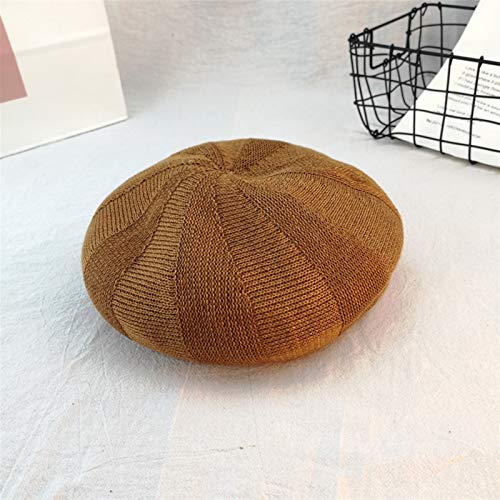 ERCZYO HAT 여성 한국어 봄 여름 얇은 섹션 통기성 베레모 패션 단호박 모자 캡 일본 문인 유입 (COLOR : CARAMEL COLOR SIZE : M)