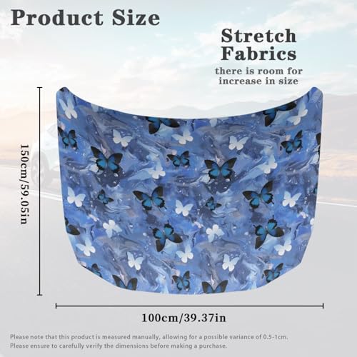 Image of Blue Butterfly Car Hood Cover Protector, Butterfly Fluid Galaxy Removable Automotive Exterior Accessories for Car SUV Sedans Trucks, Easy Installation