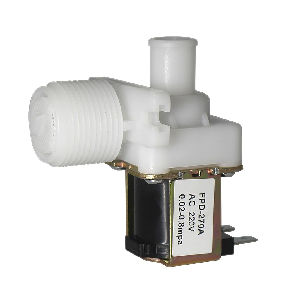 Jaiyniyadakata White Plastic 3/4" Water Inlet Feed Solenoid Valve Ac 220V Normally Closed 0.02 To 0.8Mpa Right Angle Thread For Washing Machine