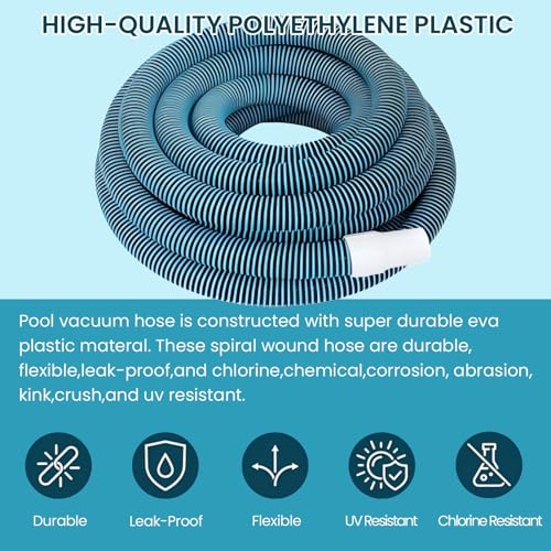image for POOLWHALE Professional 1-1/2-Inch x 30-Feet Swimming Pool Vacuum Hoses