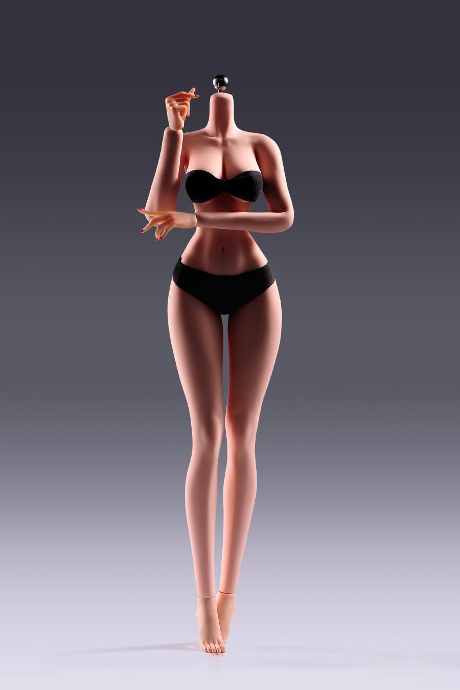 1/6 Scale Female Action Figure Body, 12 inches Soft Flexible Seamless Narrow Waist Plump Hips Female Action Figure Body Model with Detachable Hand Feet Shape Gestures (Pale Skin)
