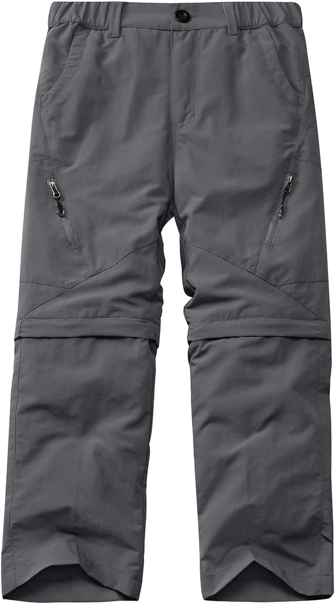 Kids' Cargo Pants, Boy's Casual Outdoor Quick Dry Waterproof Hiking Climbing Convertible Trousers
