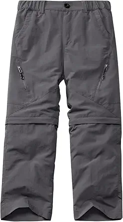 Kids' Cargo Pants, Boy's Casual Outdoor Quick Dry Waterproof Hiking Climbing Convertible Trousers