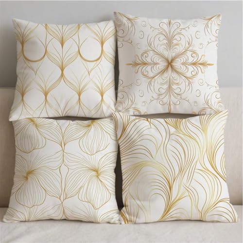 Housse coussin extérieur imperméable et résistante couleur d'or pour canapé de terrasse - 3