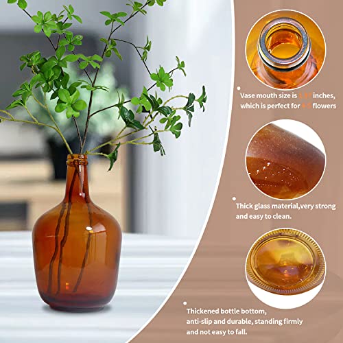 Hewego Amber Glass Vase,Vintage Floor Vase, Large Long-Stemmed Flower Vases,Decorative Jug Vase For Flowers Coffee Table Centerpiece, Office, Wedding Decor(Amber) #TOP6