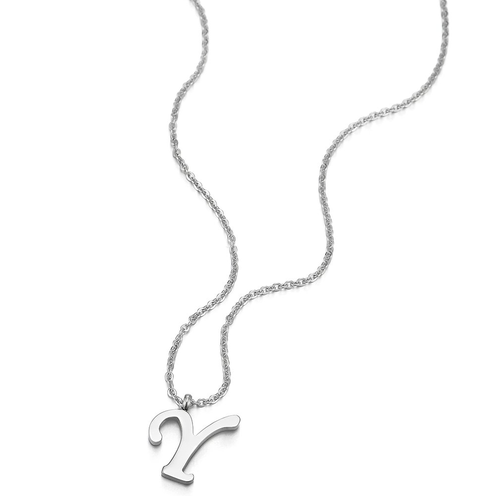 Nombre Inicial Letra del Alfabeto A Colgante, Collar de Mujer Hombre, Acero Inoxidable,50cm Cadena Cuerda — view 3