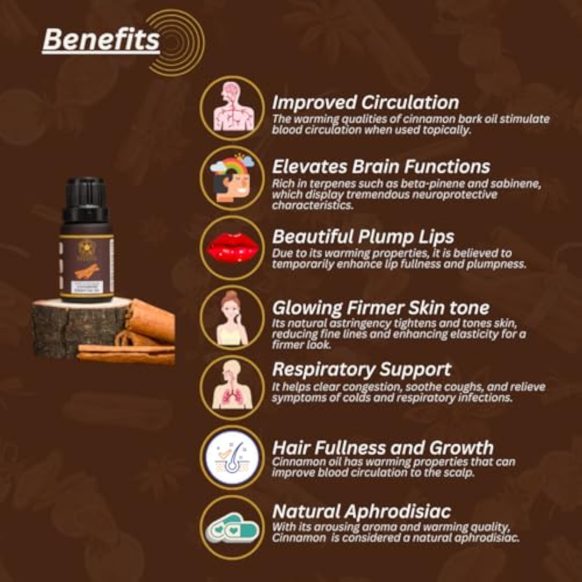 Cinnamon Bark Essential Oil for Wellness, 100% Pure