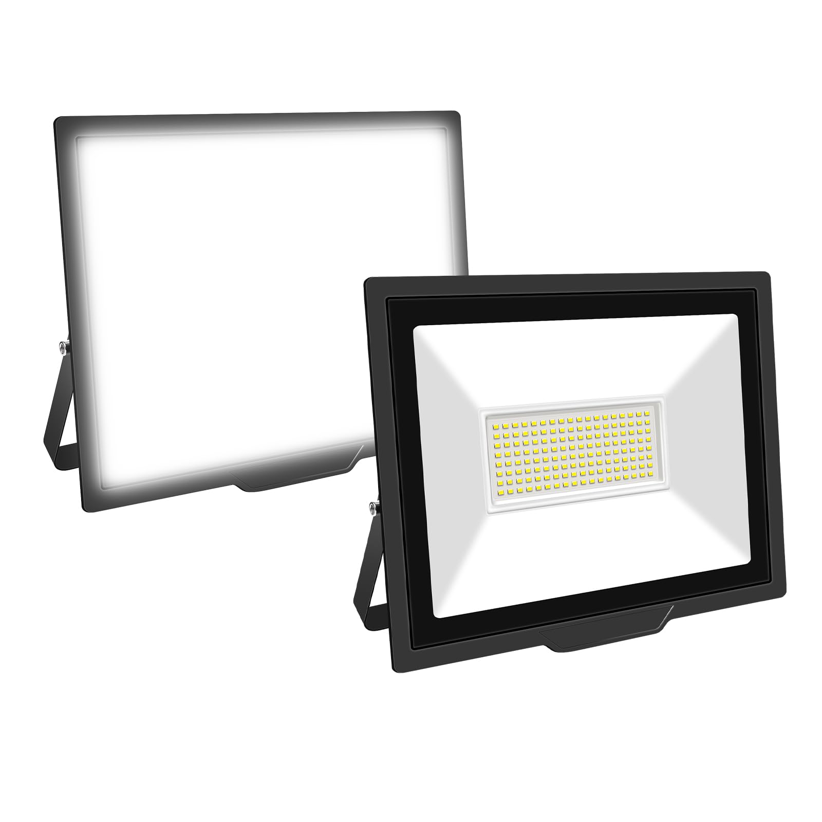 Willpower 2 szt. Zewnętrzne reflektory LED 100 W, 10000 lm, zimna biel 6000K, IP66, wodoodporne zewnętrzne oświetlenie do ogrodu, patio, garażu, tarasu, domu