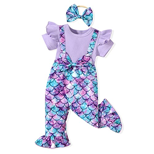 Image of HINTINA Newborn Baby Girl Romper Outfits Short Sleeve Jumpsuit Clothes Set