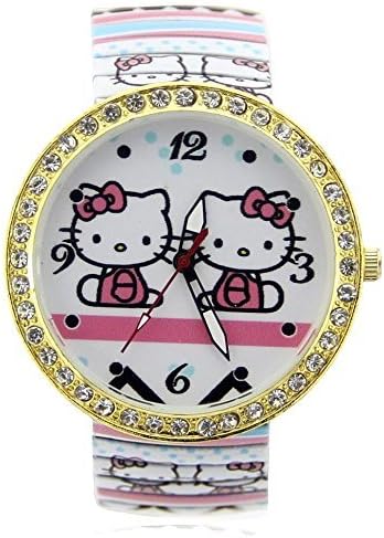 Miniatura 4 de HAUNT Pappi - Reloj de pulsera para mujer, diseño único, con tachuelas de piedra, analógico, esfera blanca, estirable, Blanco