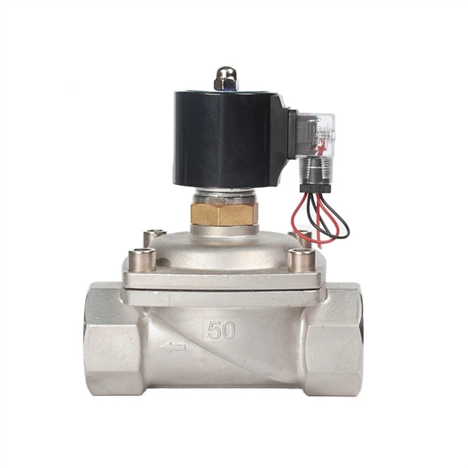 Électrovanne normalement ouverte 24V acier inoxydable étanche extérieure 1 1/2