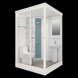 Prefab Luxury Integrated Bathroom Pod All in One Modular Shower Room & WC Unit for Hotels,Residences, & Commercial Spaces (Size, Medium 74X47X84 INCH 4, All-in-One Bathroom Module)