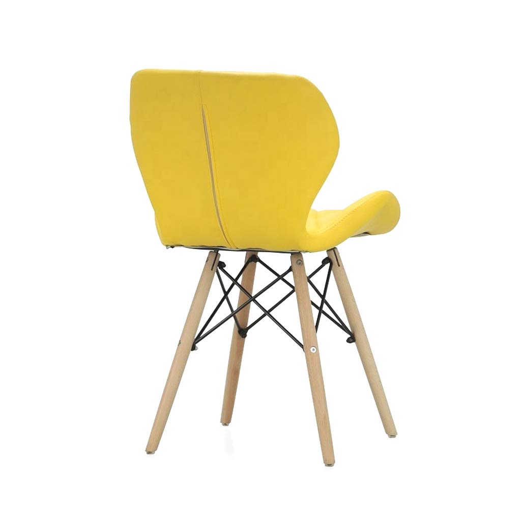 Durable Heavy-Duty Dining Chair with Padded Seat & Solid Wood Legs | Modern Comfortable Seating for Home, Cafeteria, Restaurant & Bar | Yellow (Set of 4) 4