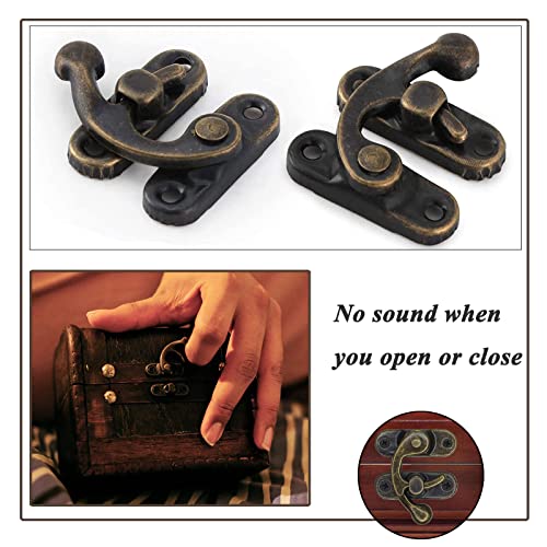 Bztzhm 20 Stück Antike Verriegelungshaken, Riegelhaken Haspe, Klein Antik Latch Hook, Antik Bronze Farbe Hasp, Links/Rechts Latch Hook, für Holzkiste Schmuckschatulle Kleiderschrank