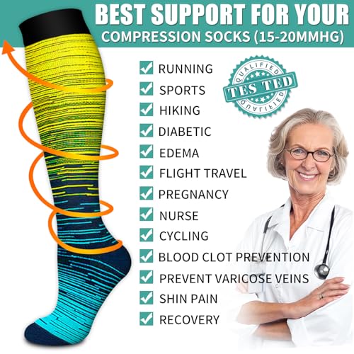 Image of Laite Hebe 3 Pack Medical Compression Sock-Compression Sock For Women and Men Circulation -Best for Running,Nursing,Athletic Sports