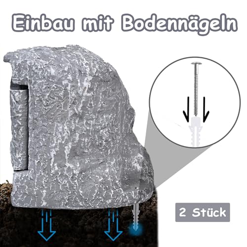 NAIZY Gartensteckdose Stein-Optik Aussensteckdose Wasserdicht IP44 Außensteckdose mit 4 Schutzkontakt Steckdose Außen inkl. 3 m Verlängerung Mehrfachsteckdose Garten Outdoor Steckdosen