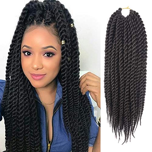 Havana Twist Crochet Braids Hair 6 Packs Mambo Twist Senegalese Twist Crochet Braids Braiding Hair Extensions (20“, 1B)